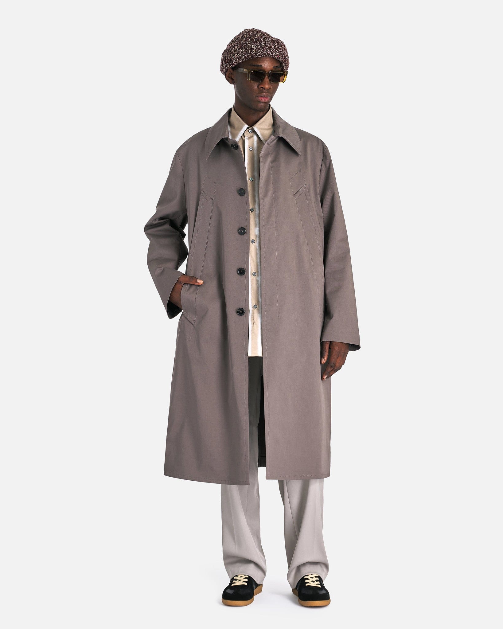 Eckhaus Latta Beige Coated Trench Coat