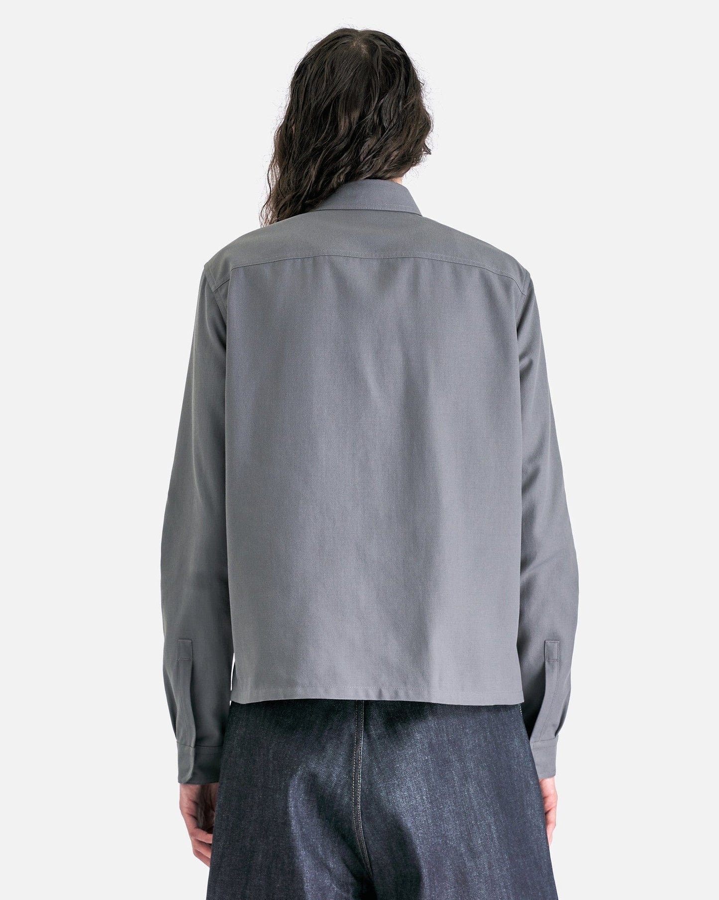 Rick Owens Men's Shirts Cropped Outershirt in Smoke