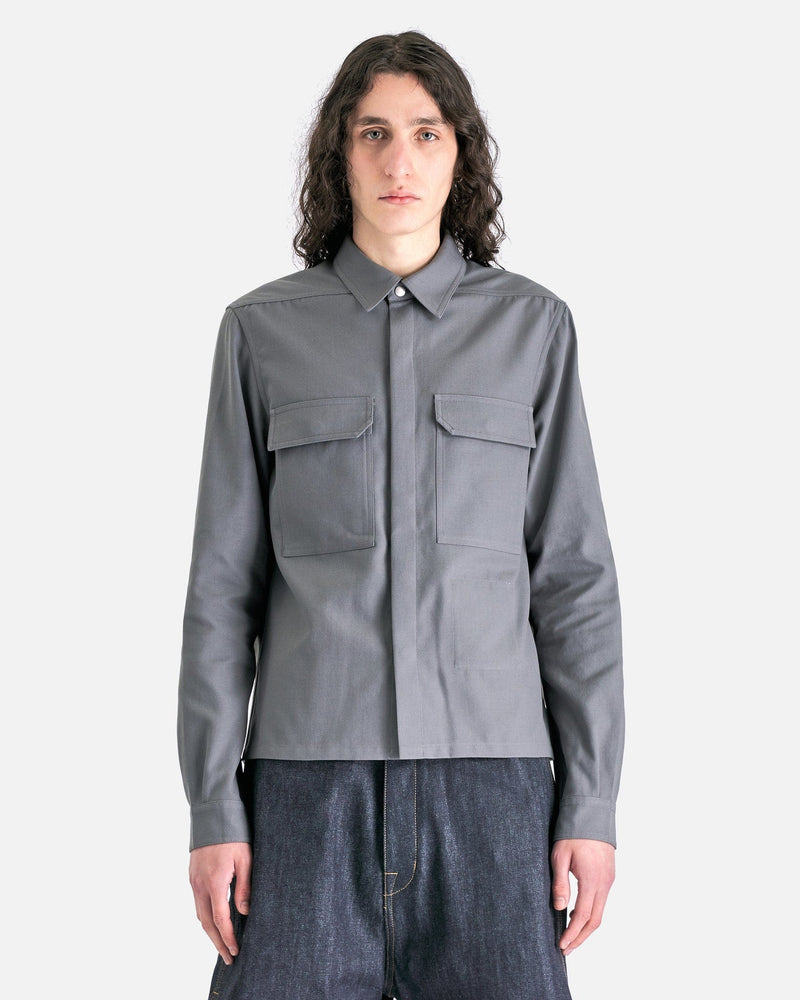 Rick Owens Men's Shirts Cropped Outershirt in Smoke