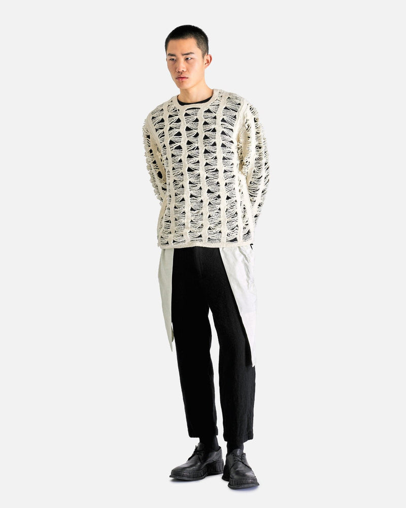 Comme des Garcons HOMME PLUS Men Sweaters Cut-Out Long Sleeve Sweater in Natural