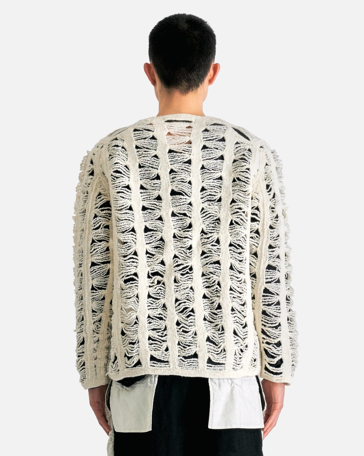 Comme des Garcons HOMME PLUS Men Sweaters Cut-Out Long Sleeve Sweater in Natural