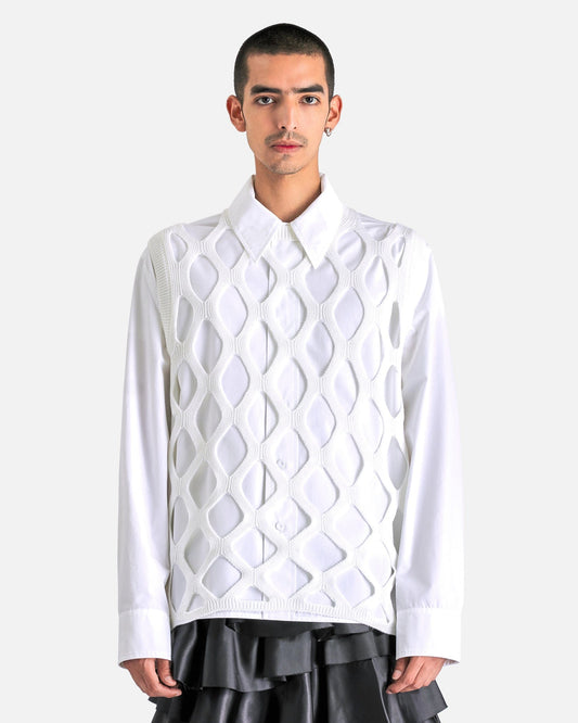 BLACK Comme des Garçons Men's Sweater Cutout Sweater Vest in White