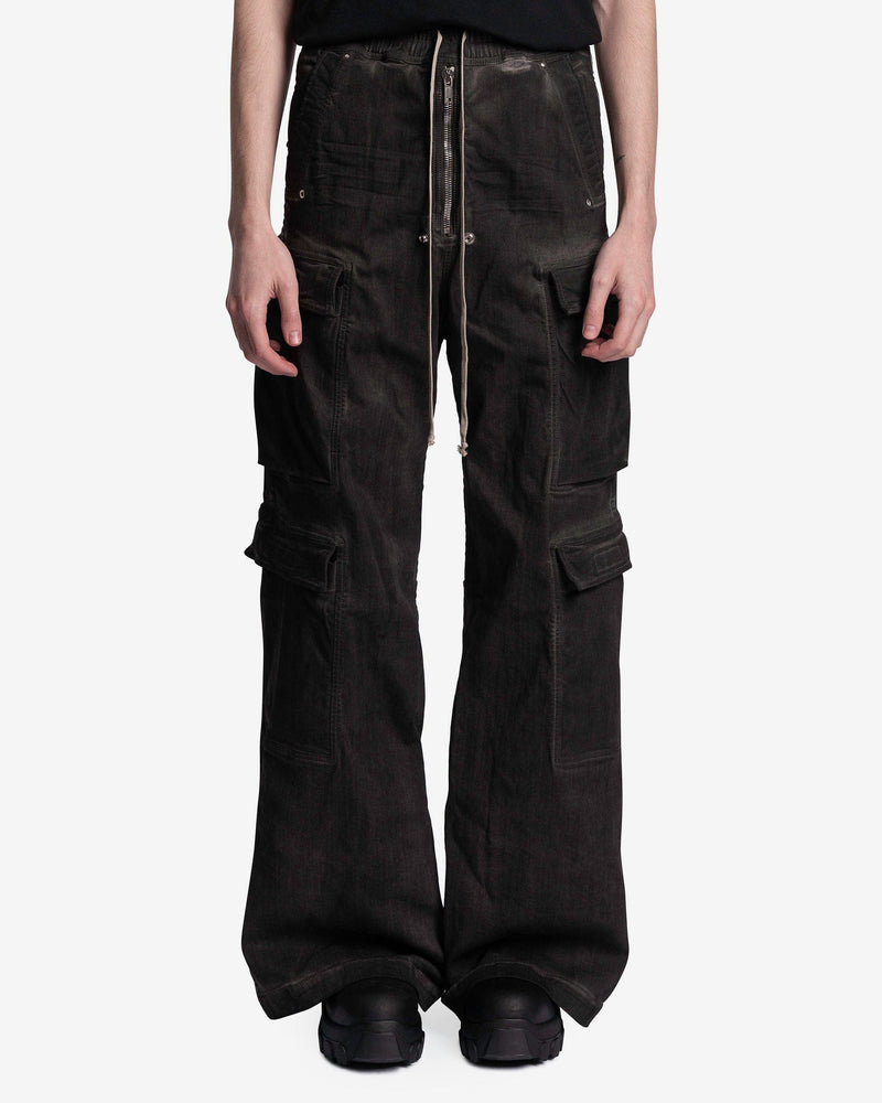 Rick Owens Men's Pants Denim Double Cargo Jumbo Belas in Dark Dust