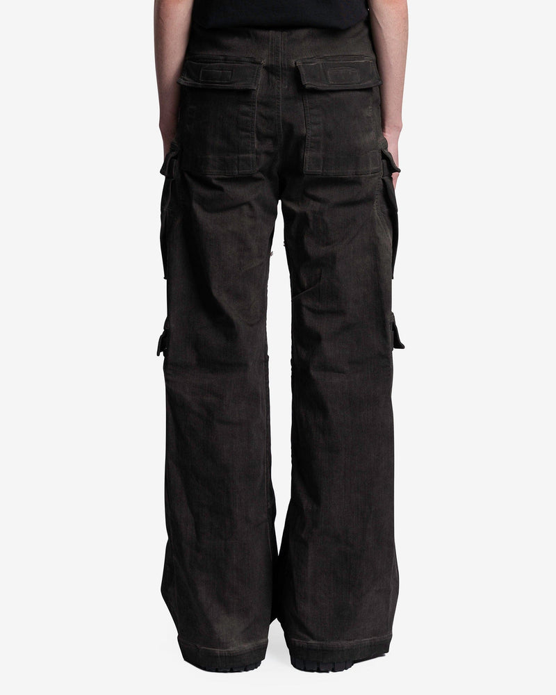 Rick Owens Men's Pants Denim Double Cargo Jumbo Belas in Dark Dust