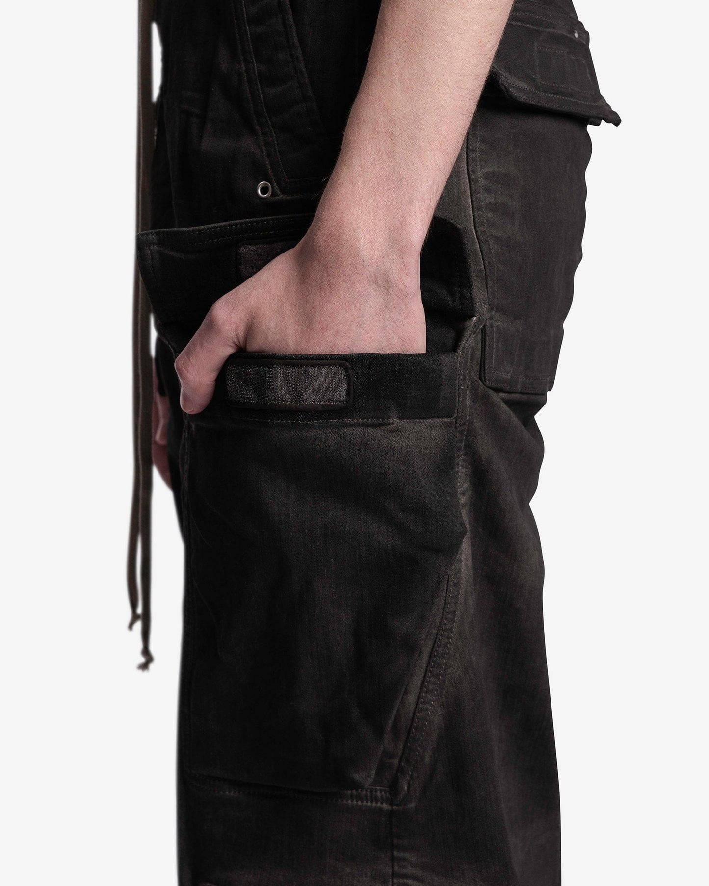 Rick Owens Men's Pants Denim Double Cargo Jumbo Belas in Dark Dust