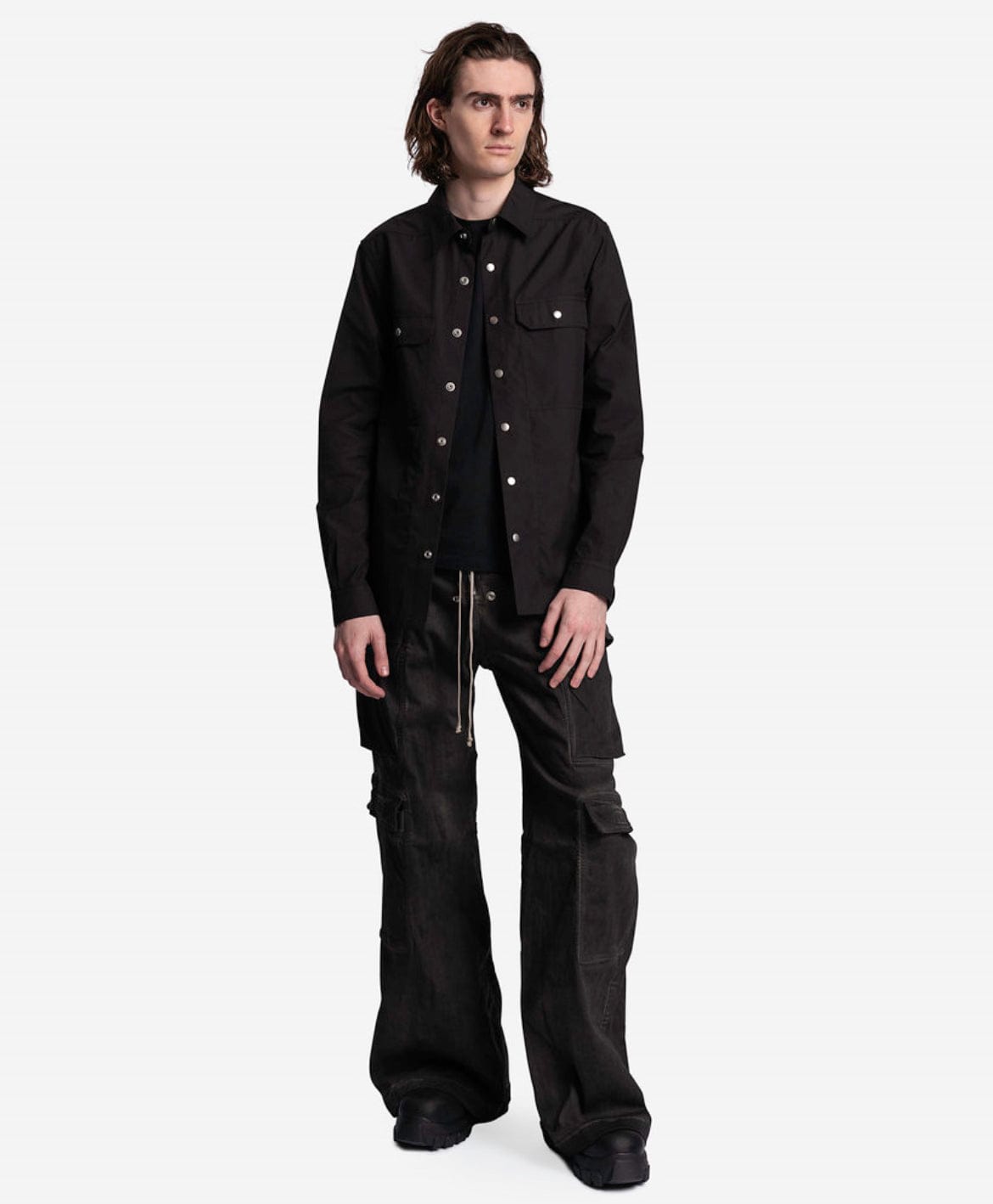 Rick Owens Men's Pants Denim Double Cargo Jumbo Belas in Dark Dust