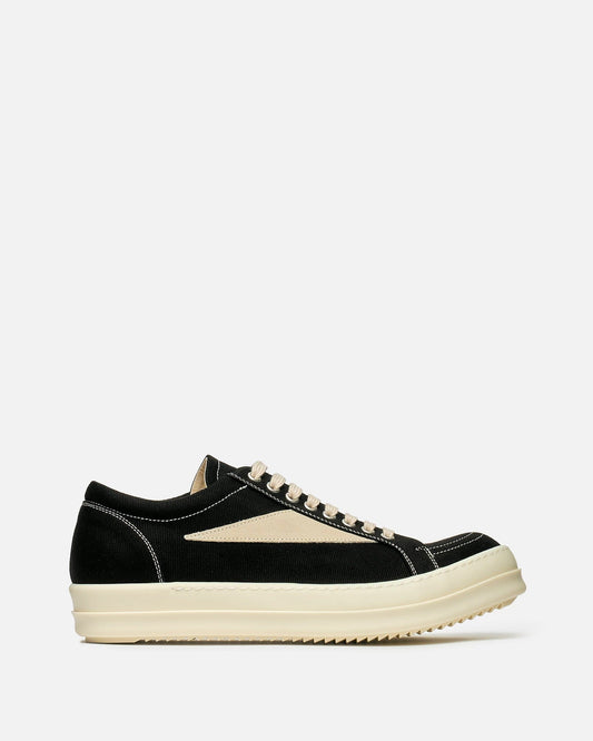 Rick Owens DRKSHDW Men's Sneakers Denim Vintage Sneaks in Black/Milk