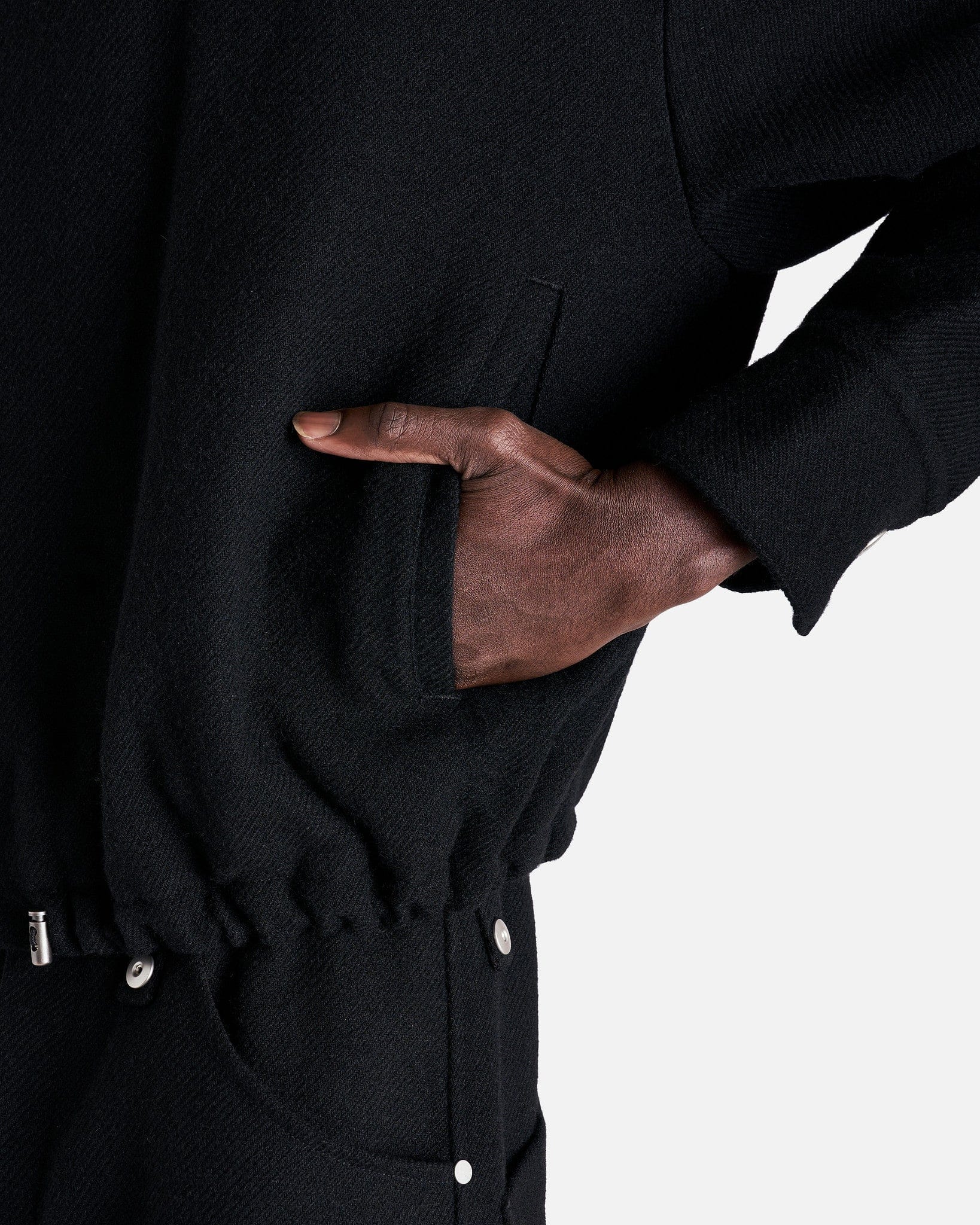 Distorted Short Blouson in Black Dry Wool