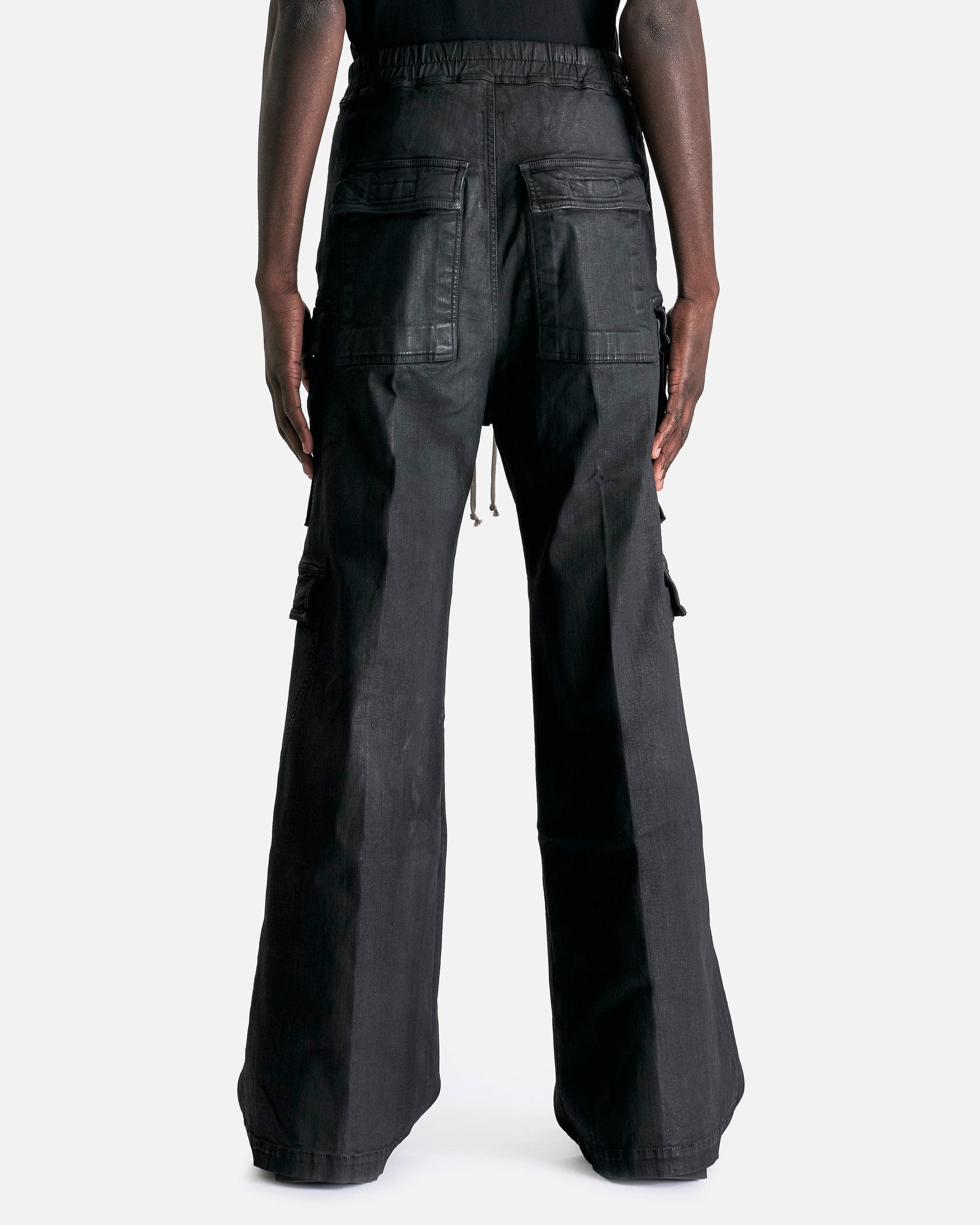 Rick Owens DRKSHDW Men's Pants Double Cargo Jumbo Belas in Black Wax