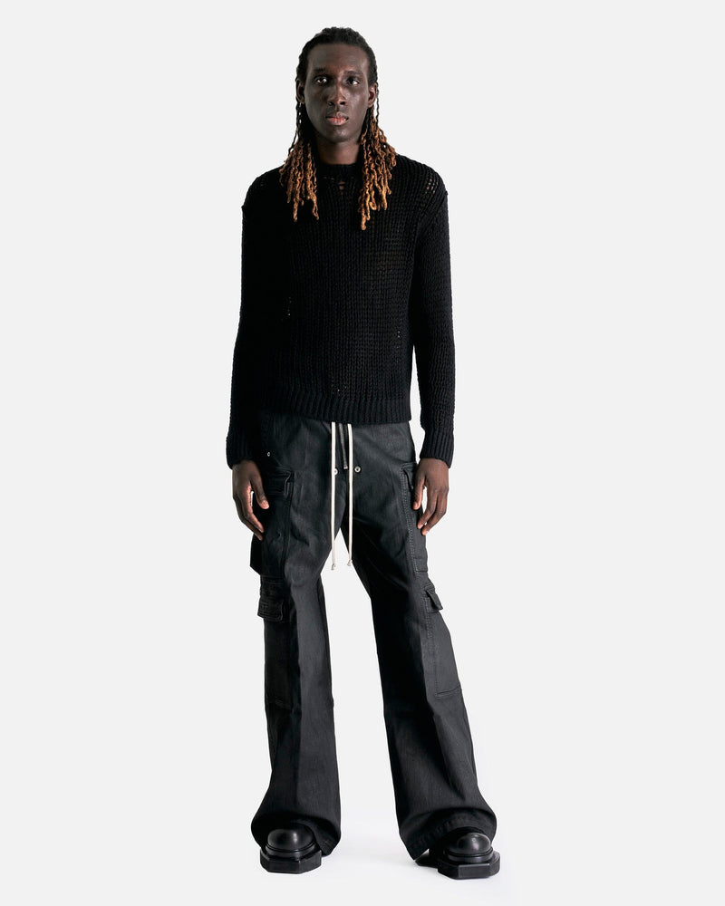 Rick Owens DRKSHDW Men's Pants Double Cargo Jumbo Belas in Black Wax