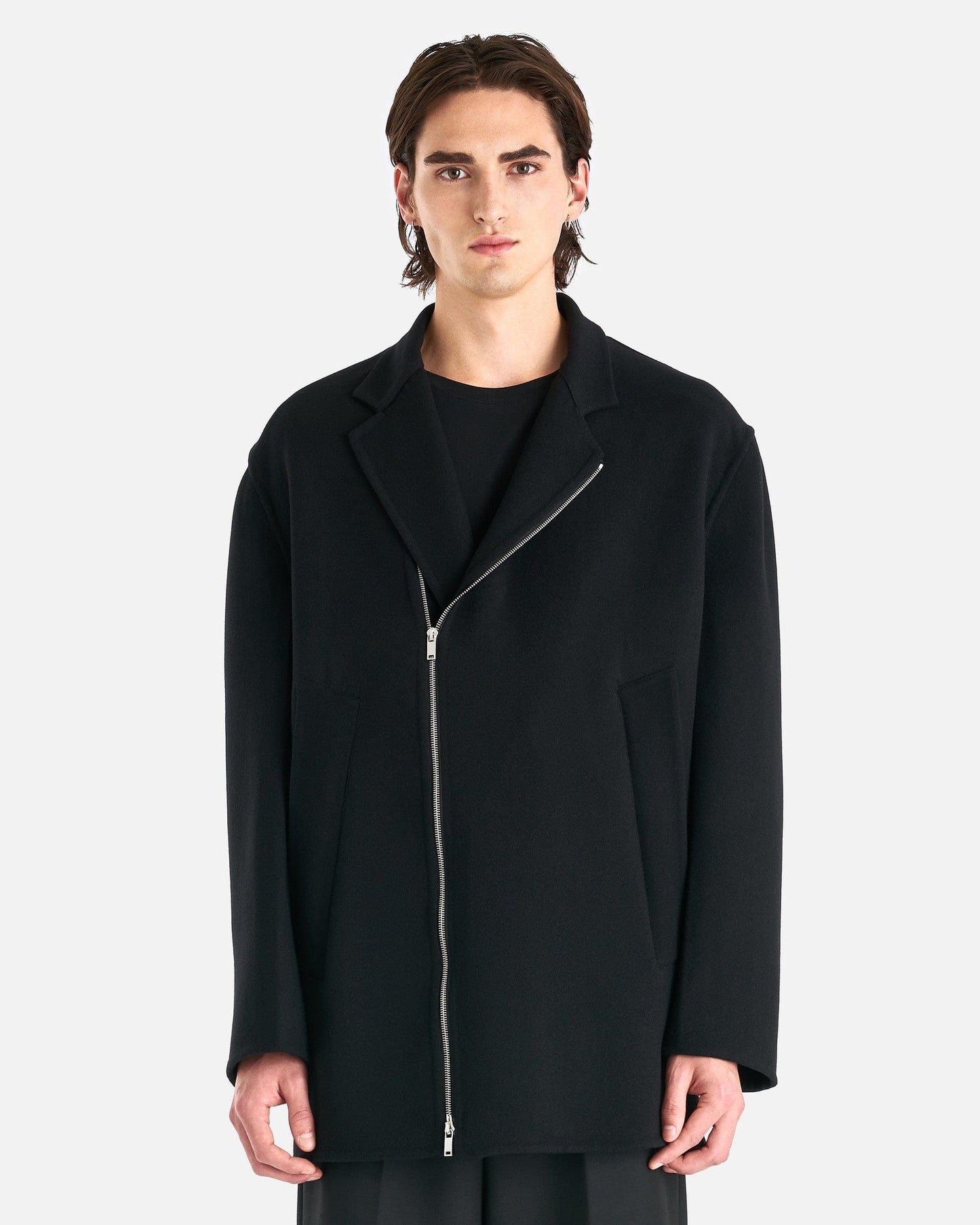 Double Face Wool Coat in Black