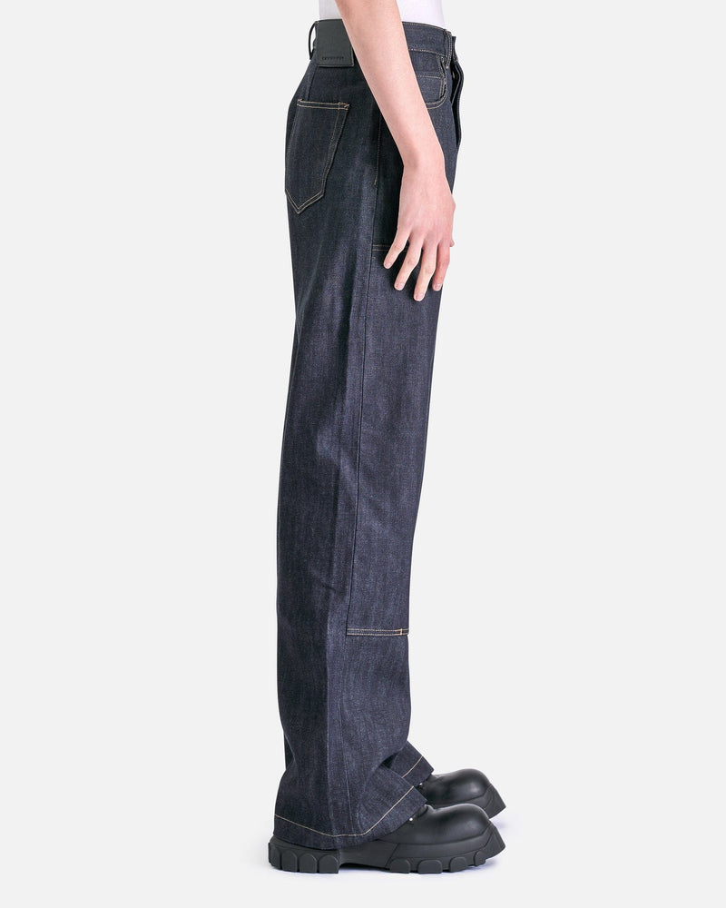 Rick Owens DRKSHDW Men's Pants Double Knee Geth Cut in Indigo