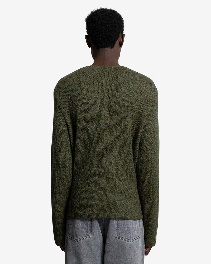 Our Legacy Men's Sweater Double Lock U Neck in Moor Green Crochet