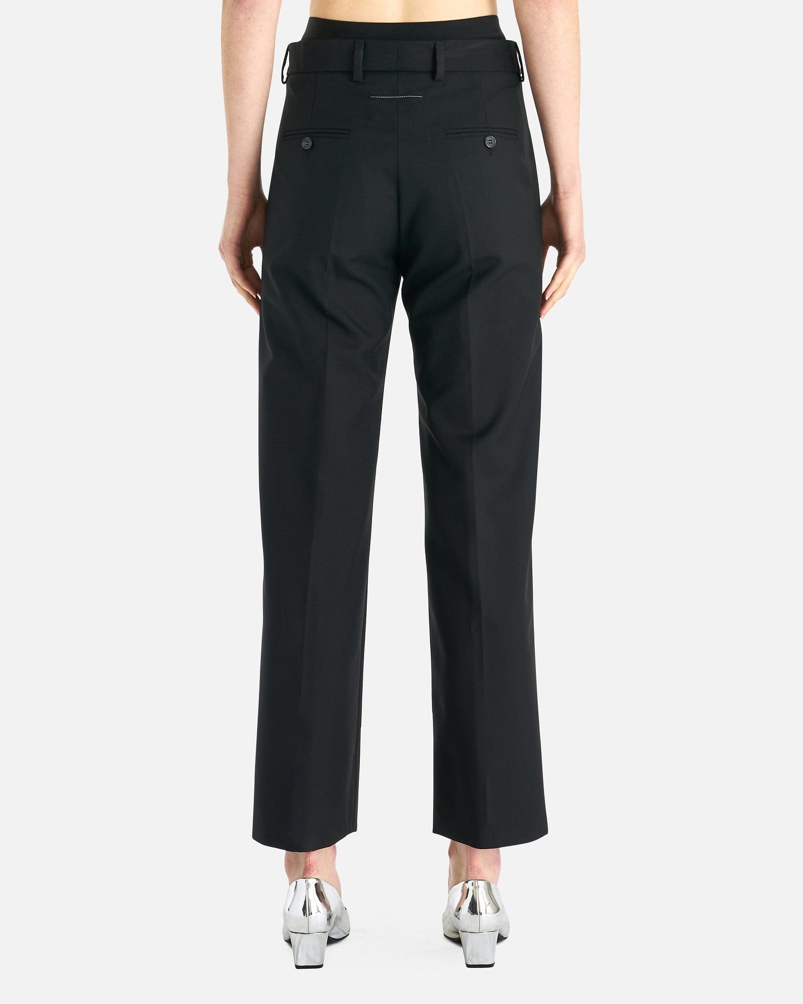 Double Waistband Trousers in Black