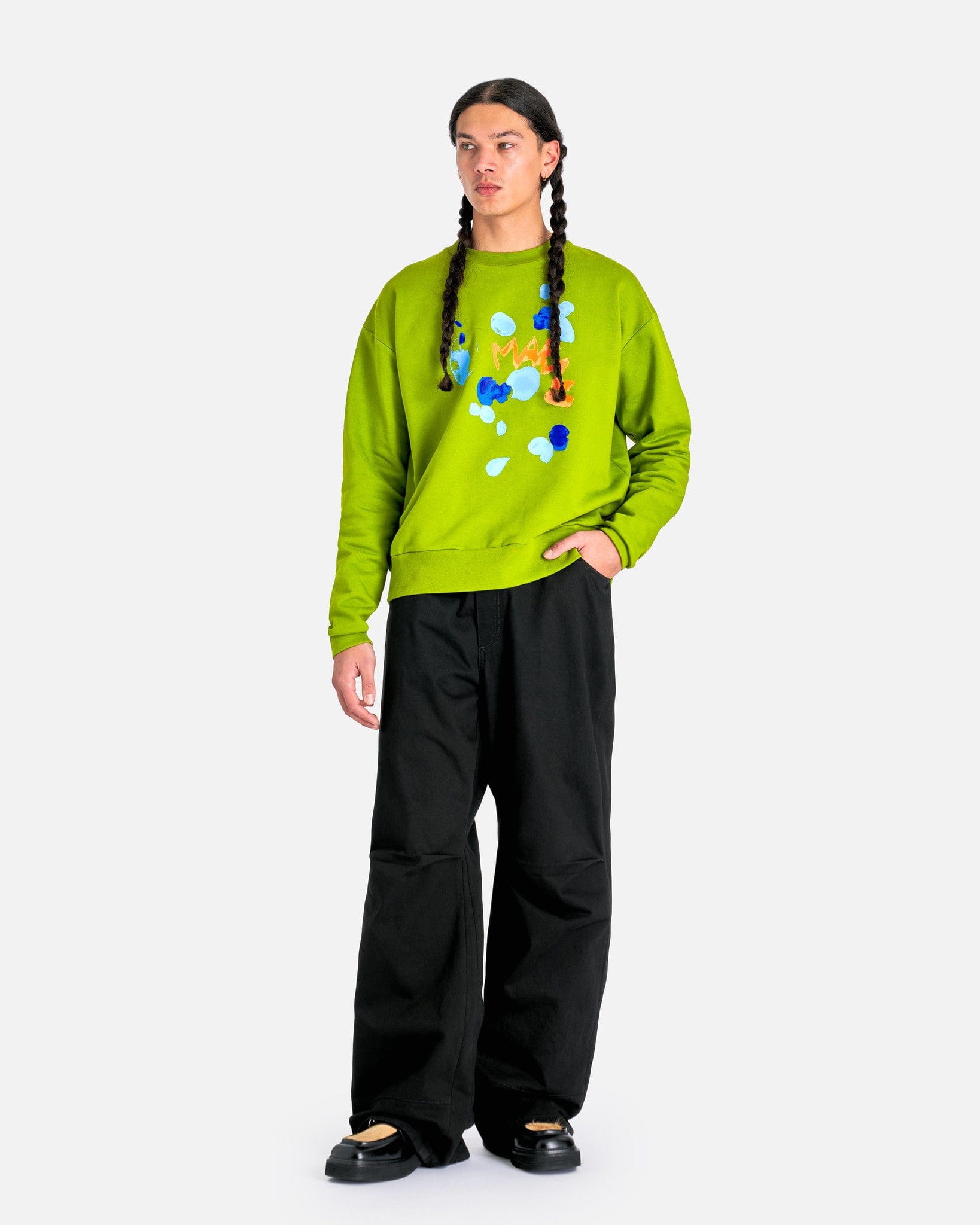 Dripping Flower Loopback Sweatshirt in Kiwi