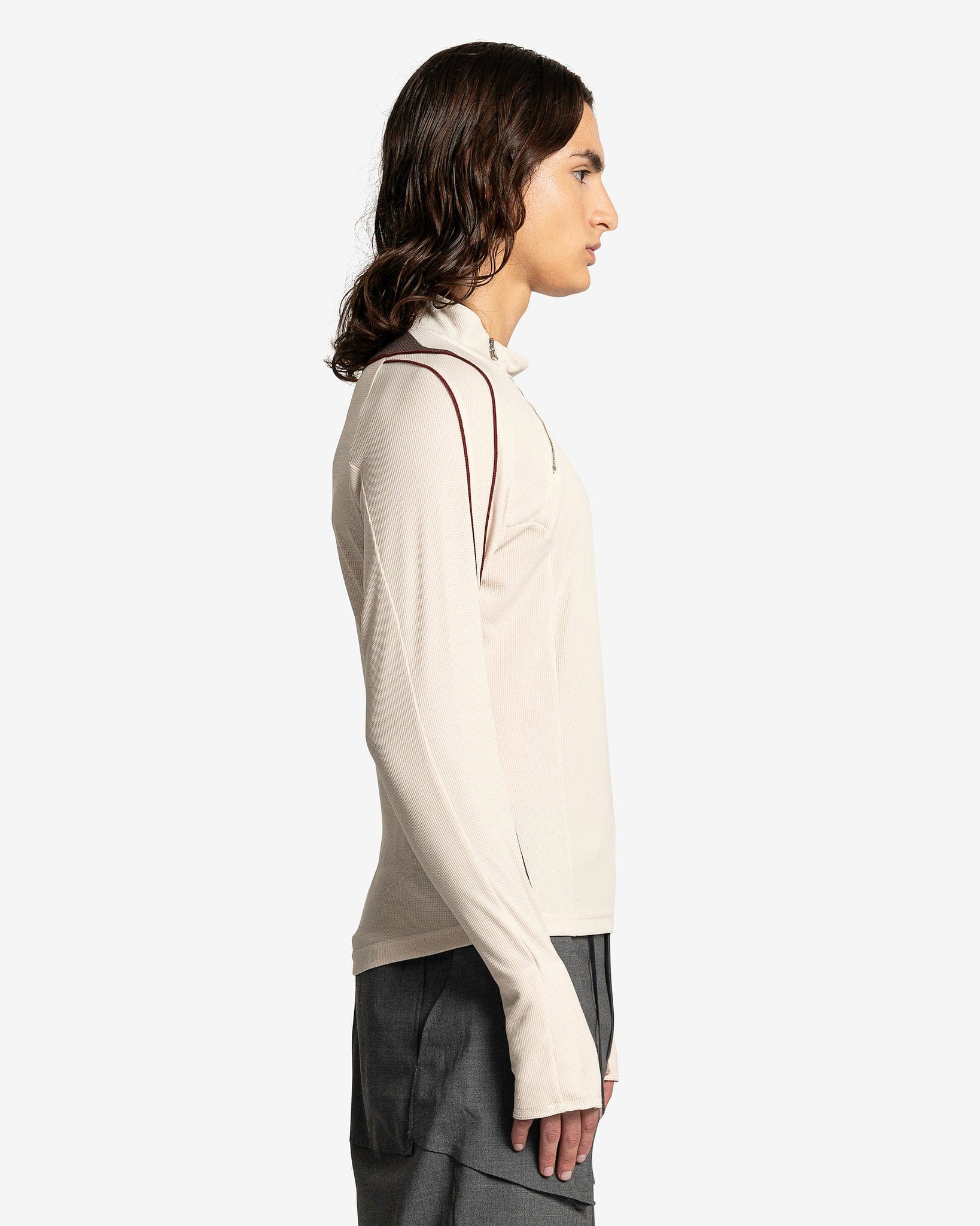 Dual Zip Long Sleeve in Beige/Brown