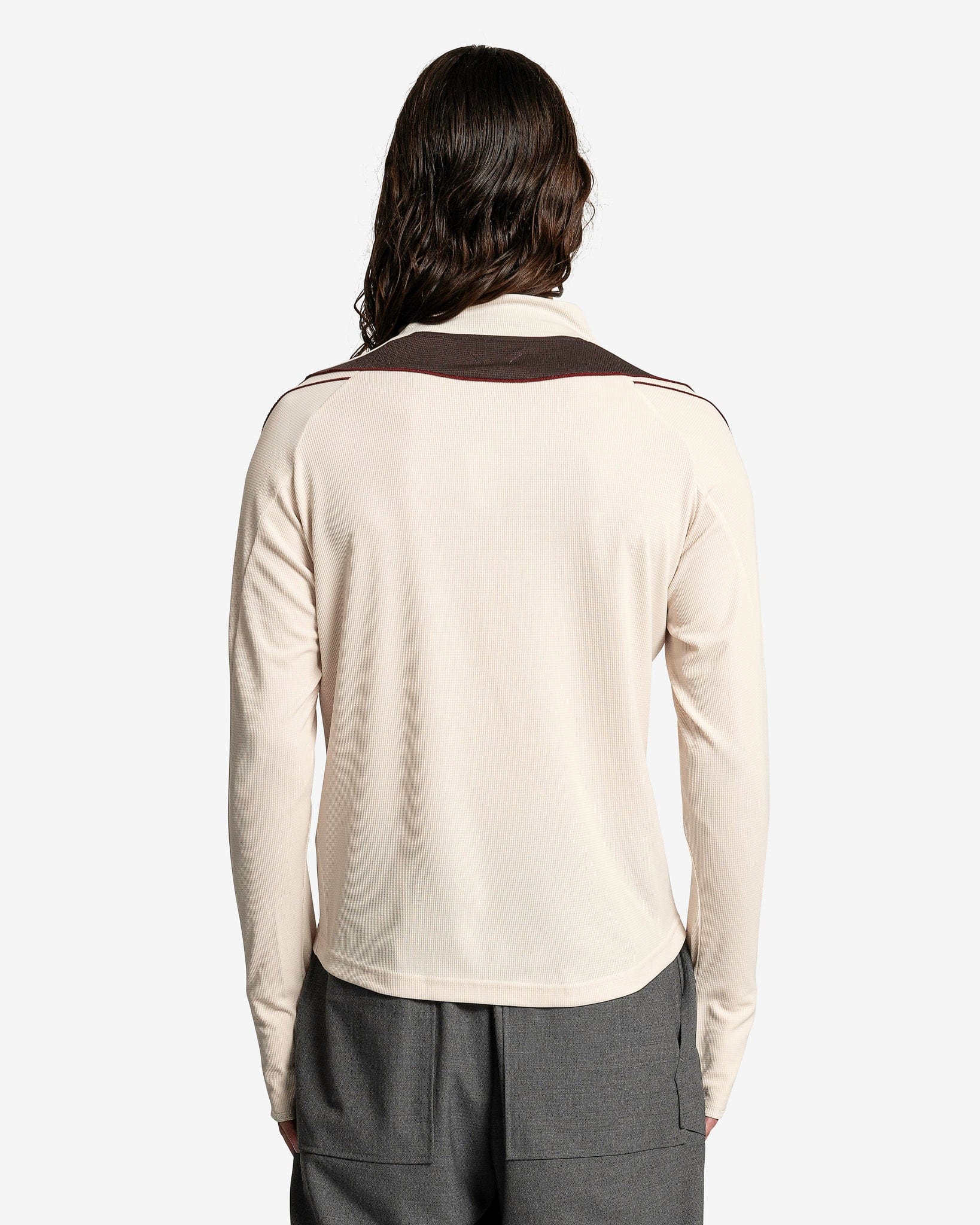 Dual Zip Long Sleeve in Beige/Brown