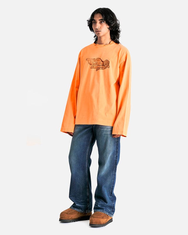 Acne Studios Men's T-Shirts Edden Logowings T-Shirt in Neon Orange