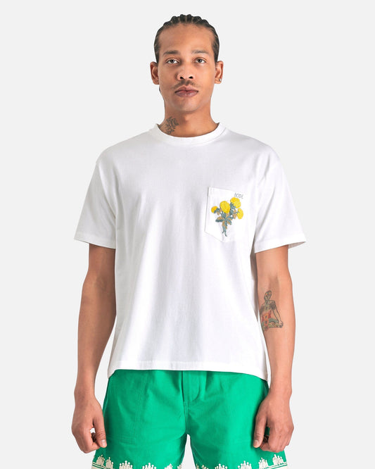 Bode Men's T-Shirts Embroidered Bouquet Pocket Tee in Cream