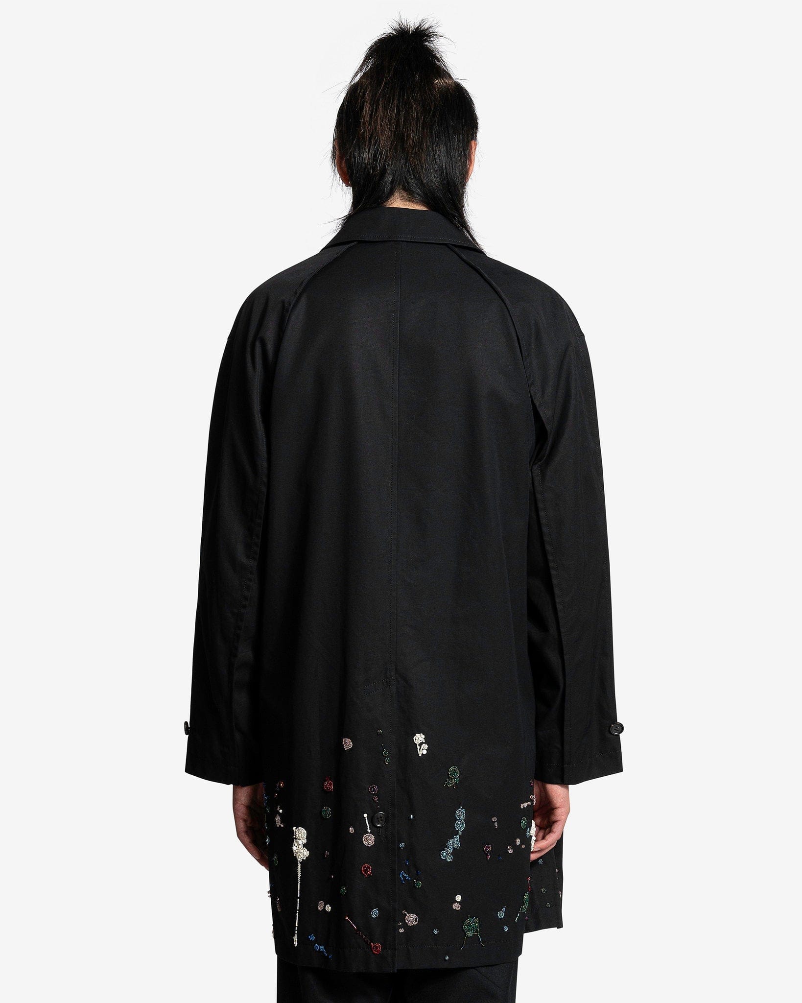 Embroidered Splatter Coat in Black