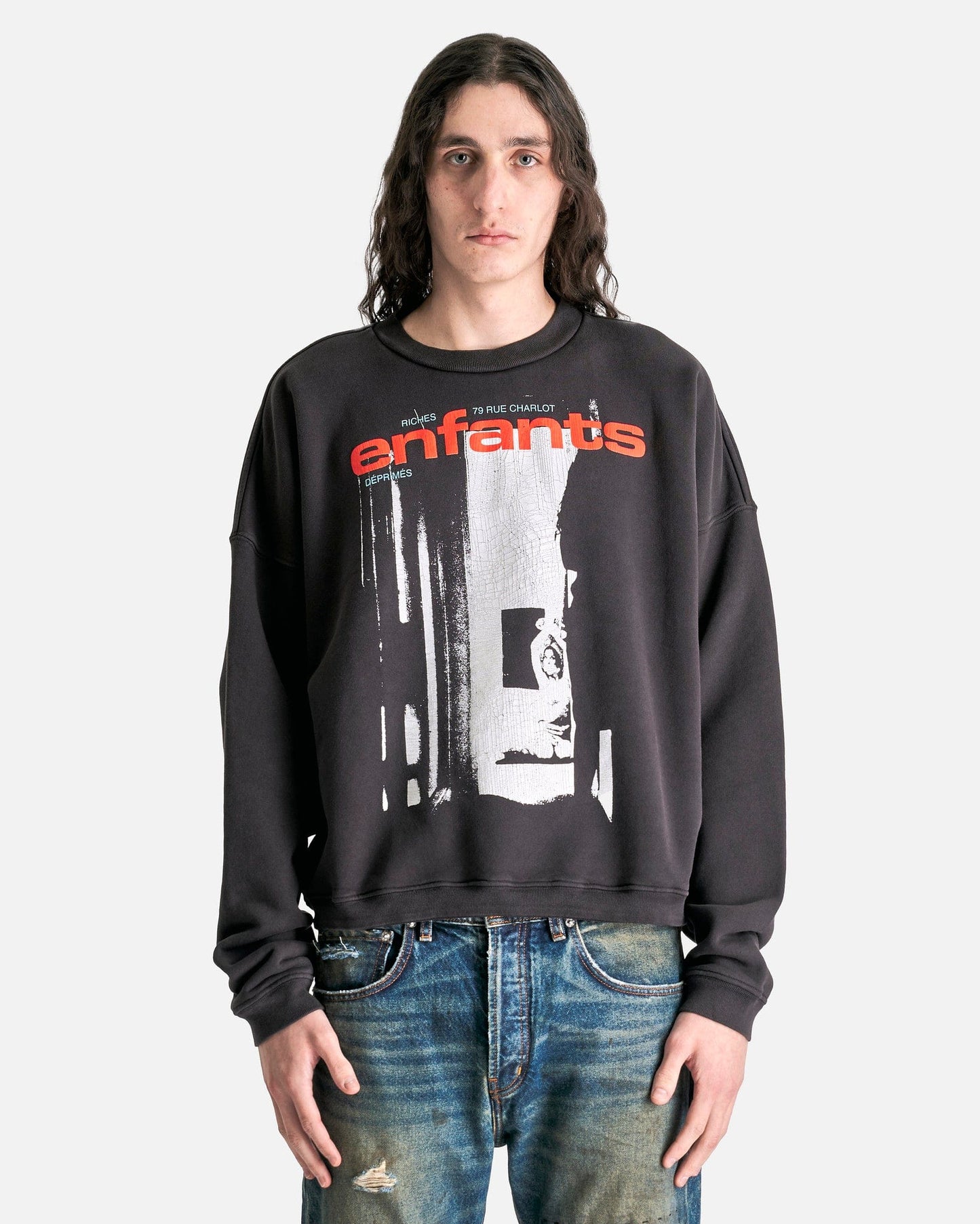 Enfants Riches Deprimes Men's Sweatshirts Enfants Bondage 14 Crewneck Sweatshirt in Faded Black