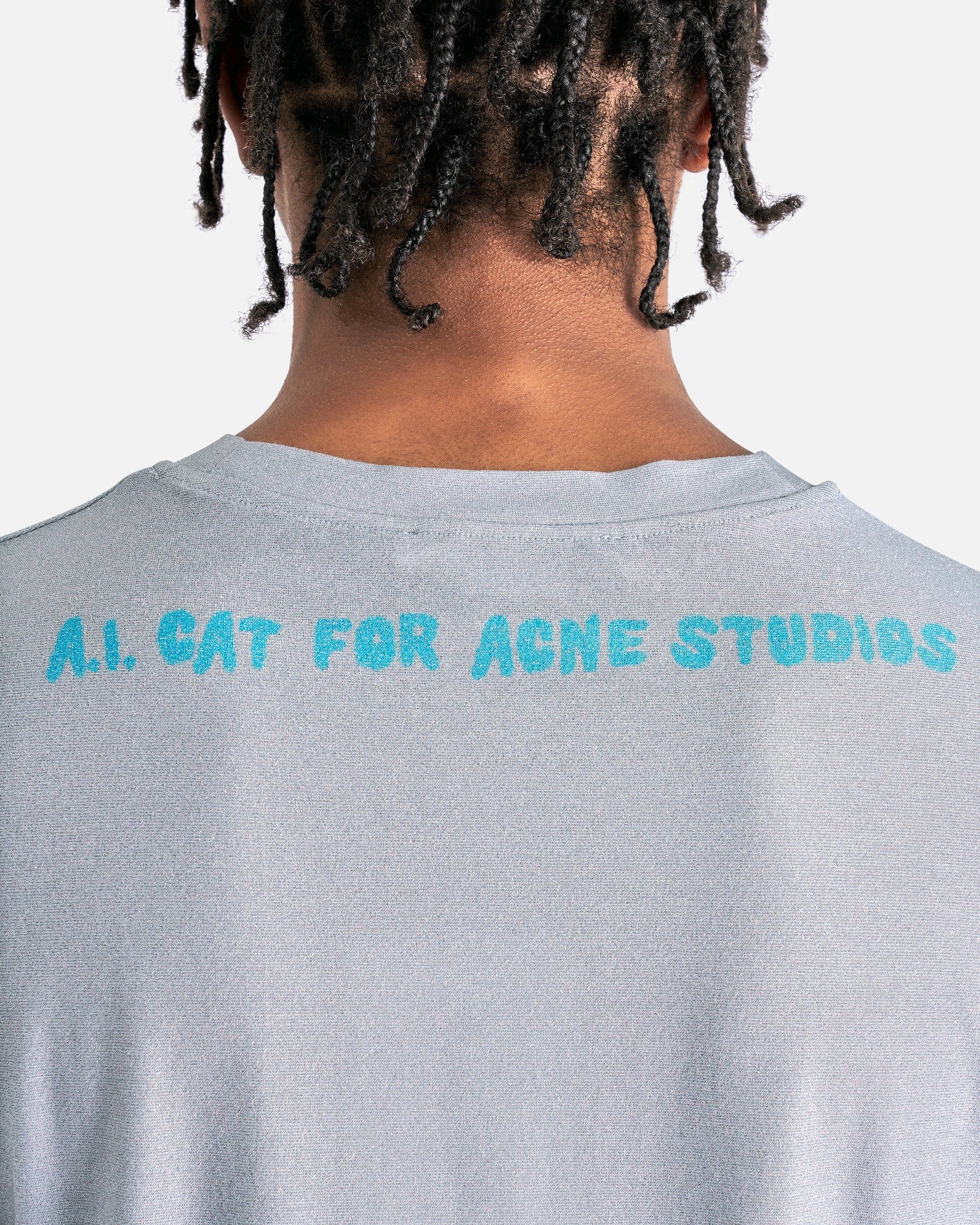 Acne Studios Men's T-Shirts ETZ AI Cat T-Shirt in Pale Blue