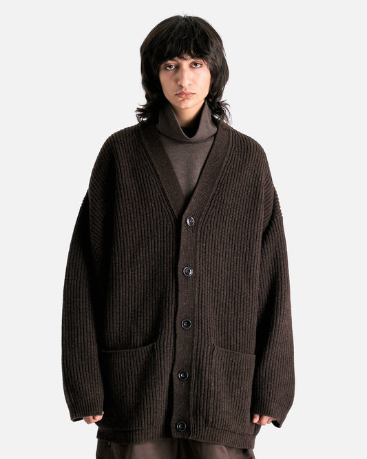 LEMAIRE Men's Coat Felted Cardi Coat in Dark Acajou Melange