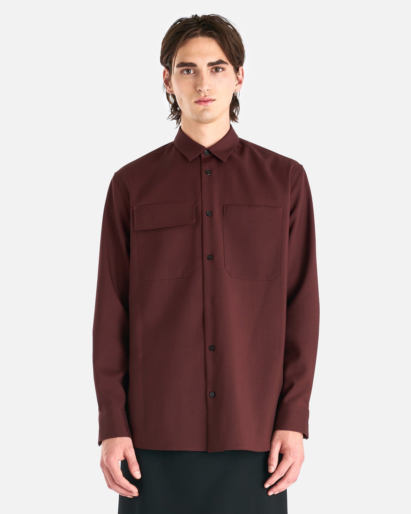 Jil Sander pointed-collar cotton shirt - Brown