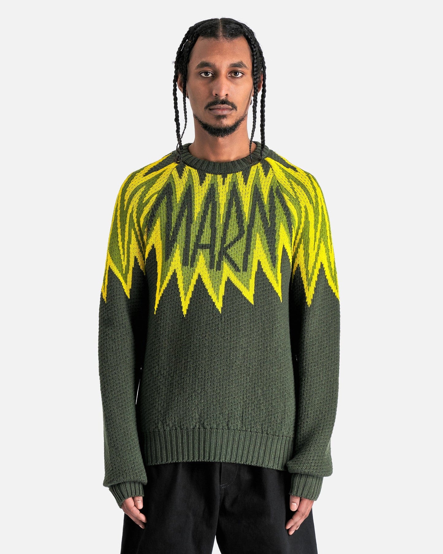 Marni Men Sweaters Fire Island Logo Sweater in Leave Green