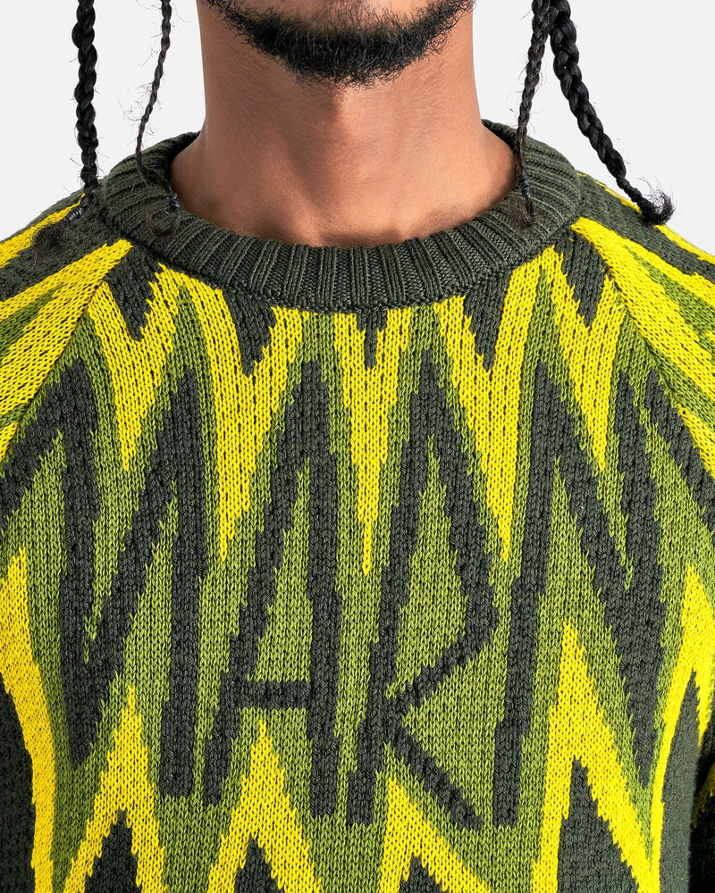 Marni Men Sweaters Fire Island Logo Sweater in Leave Green