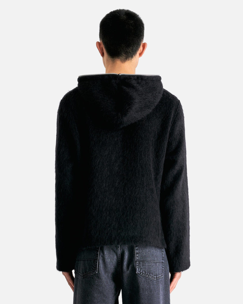 Our Legacy Men Sweaters Full Zip Hood in Black Hairy Wool