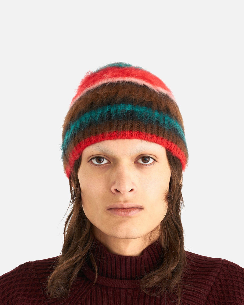 Edward Cuming Men's Hats Fuzzy Stoner Beanie in Red/Brown