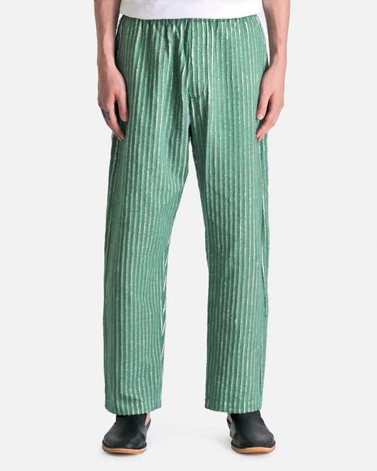 Craig Green Men's Pants Hand-Frayed Stripe Trouser in Green/Cream