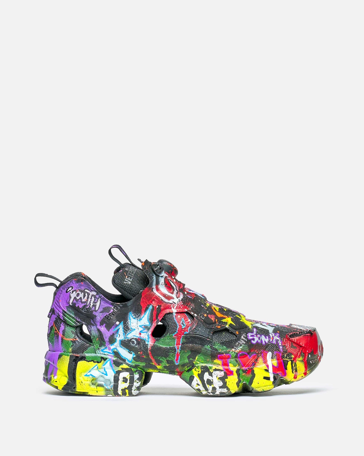 VETEMENTS Men's Sneakers Hand Painted Reebok Instapump Fury in Black Graffiti