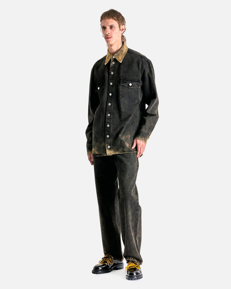 NAMACHEKO Men's Shirts Hank Denim Shirt in Black Mustard