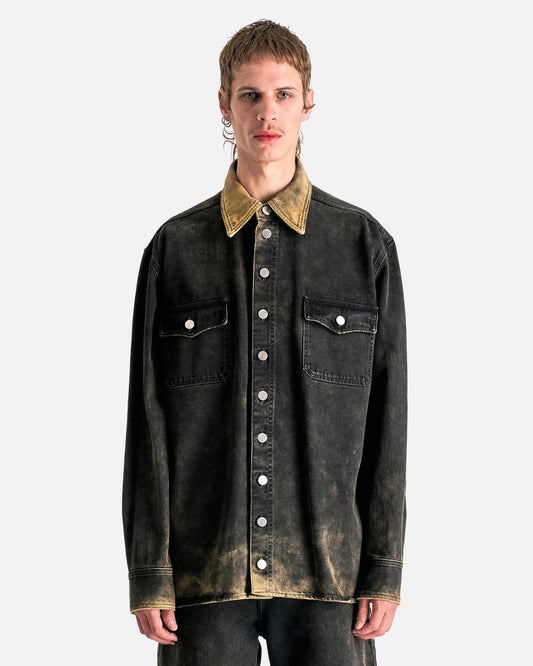 NAMACHEKO Men's Shirts Hank Denim Shirt in Black Mustard