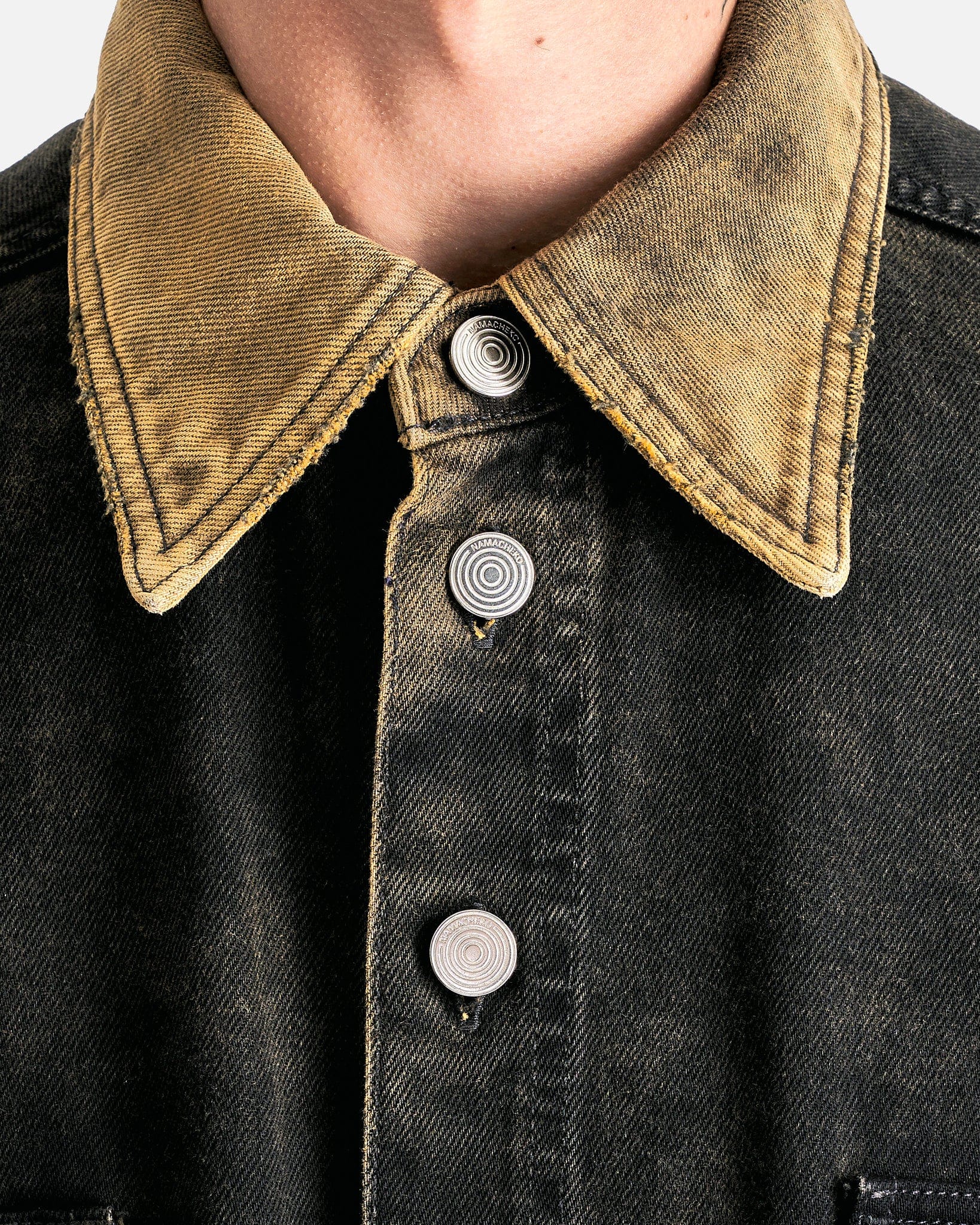 NAMACHEKO Men's Shirts Hank Denim Shirt in Black Mustard