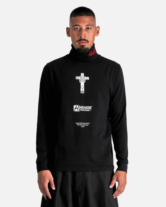 Willy Chavarria Men's T-Shirts 'Hardcore' Turtleneck in Black