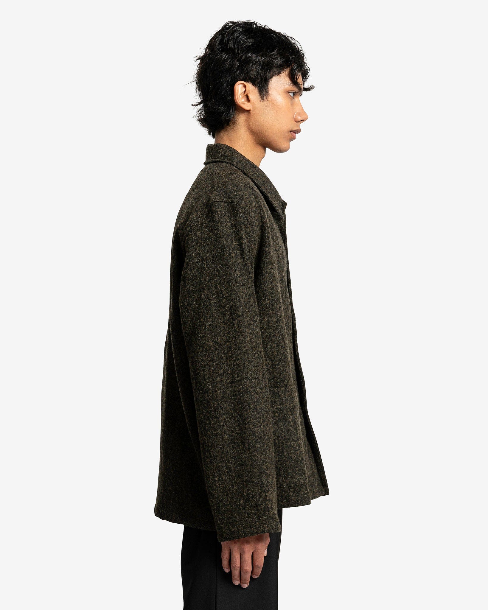 Haven Jacket in Black/Moss Fuzz Wool – SVRN