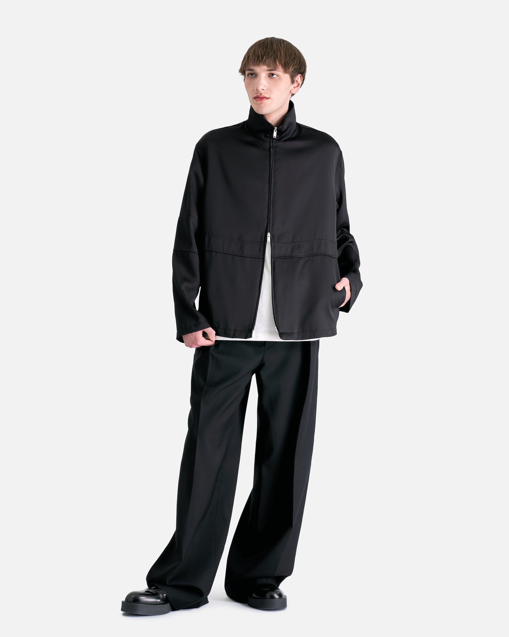 Heavy Viscose Silk Twill Blouson in Black