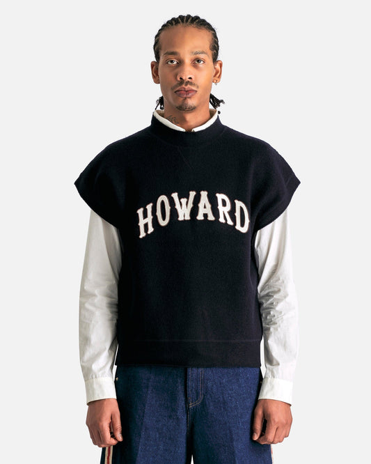 Wales Bonner Men Sweaters Howard Knit Vest in Navy