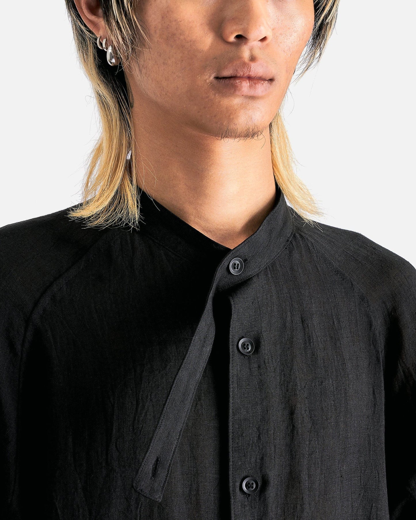 Yohji Yamamoto Pour Homme Men's Shirts J-Uneven Stand B in Black