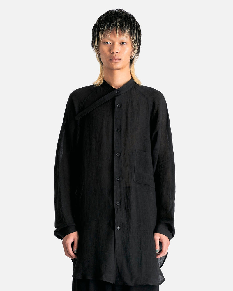 Yohji Yamamoto Pour Homme Men's Shirts J-Uneven Stand B in Black