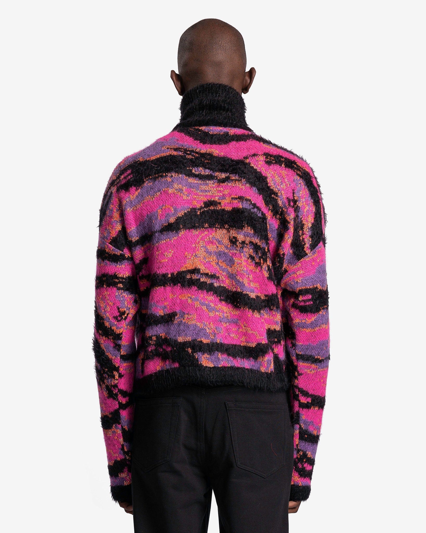 Jacquard Knit Tiger Sweater in Pink Rave Camo