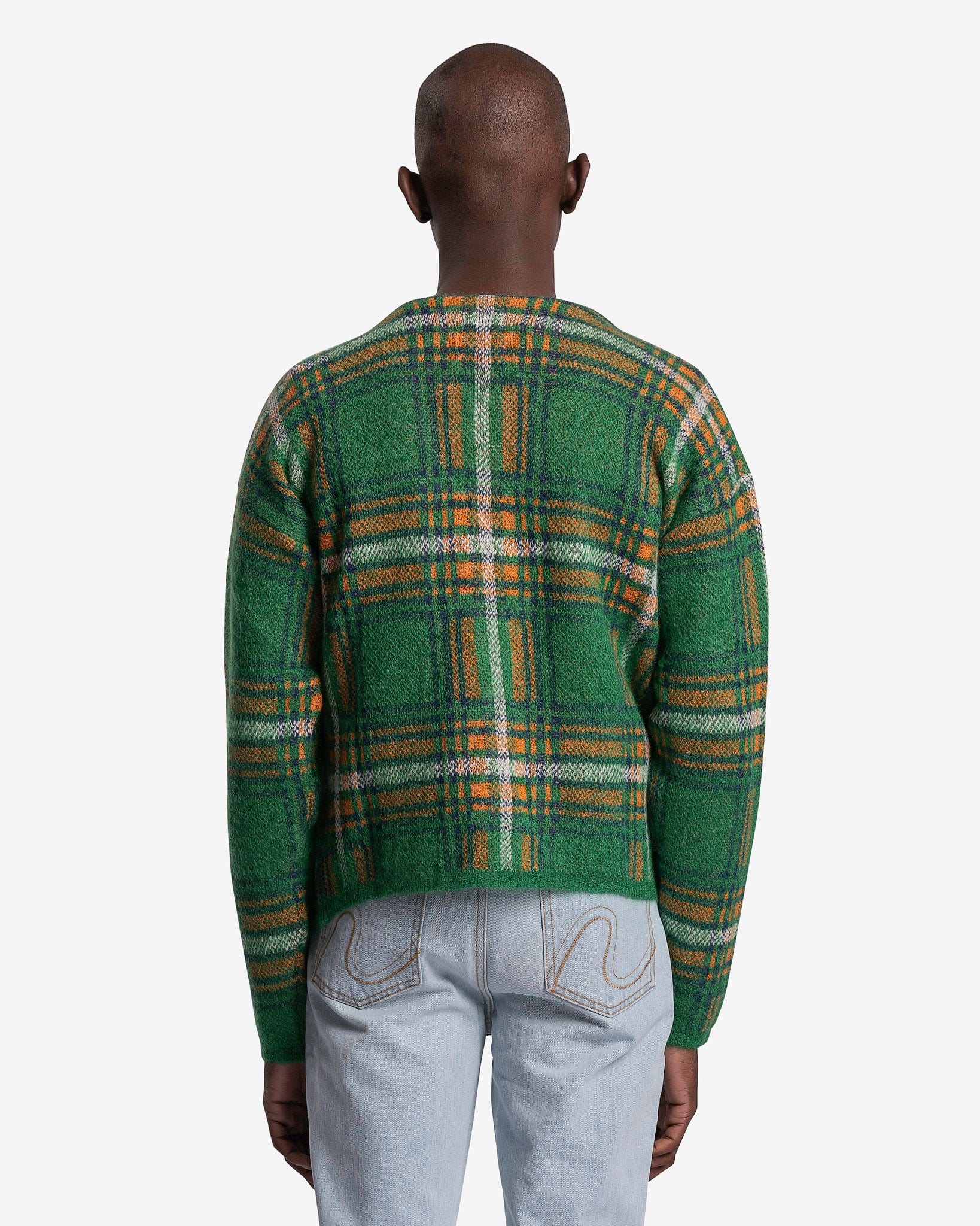 Jacquard Plaid Cardigan Knit in Green – SVRN