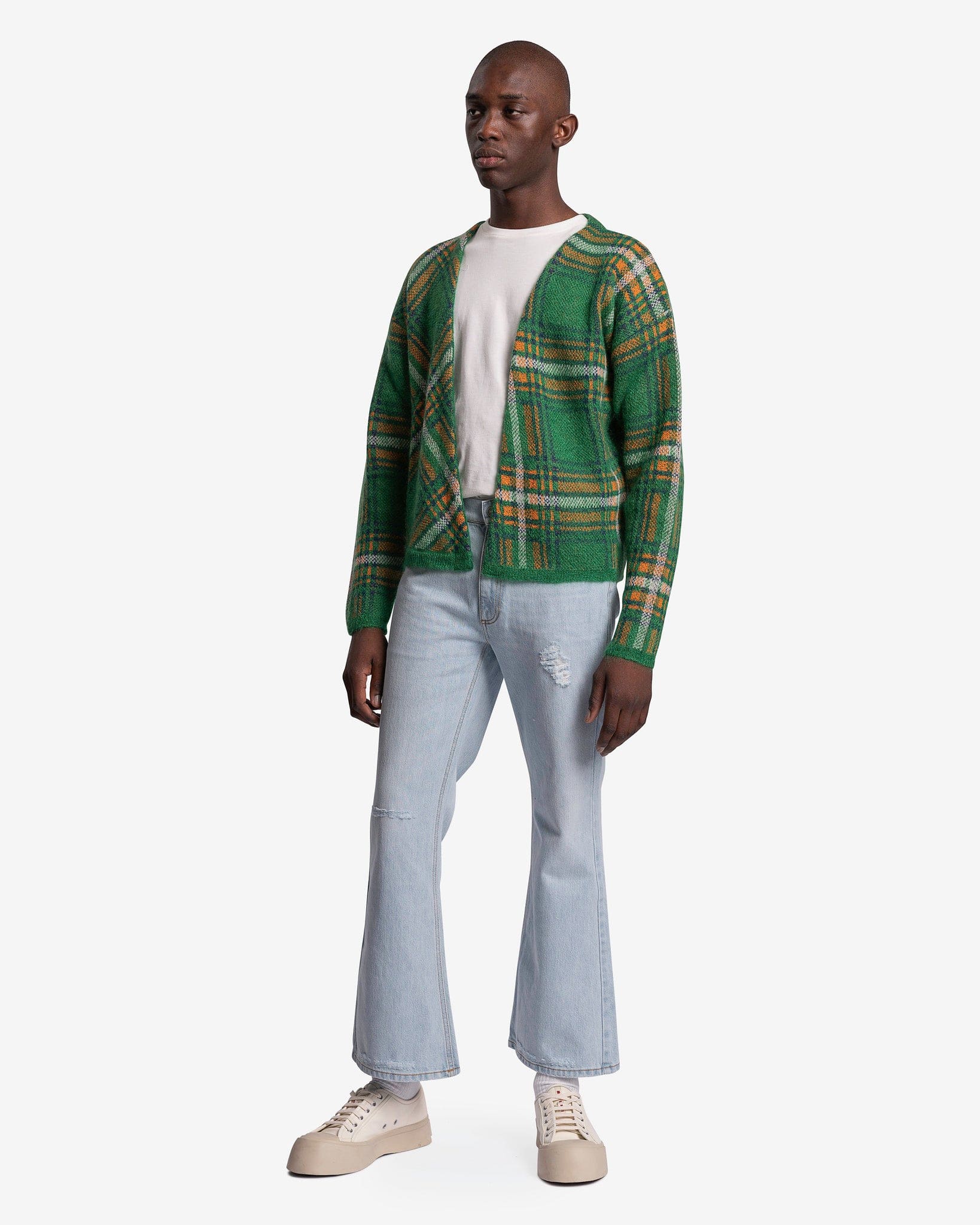 Green plaid outlet cardigan