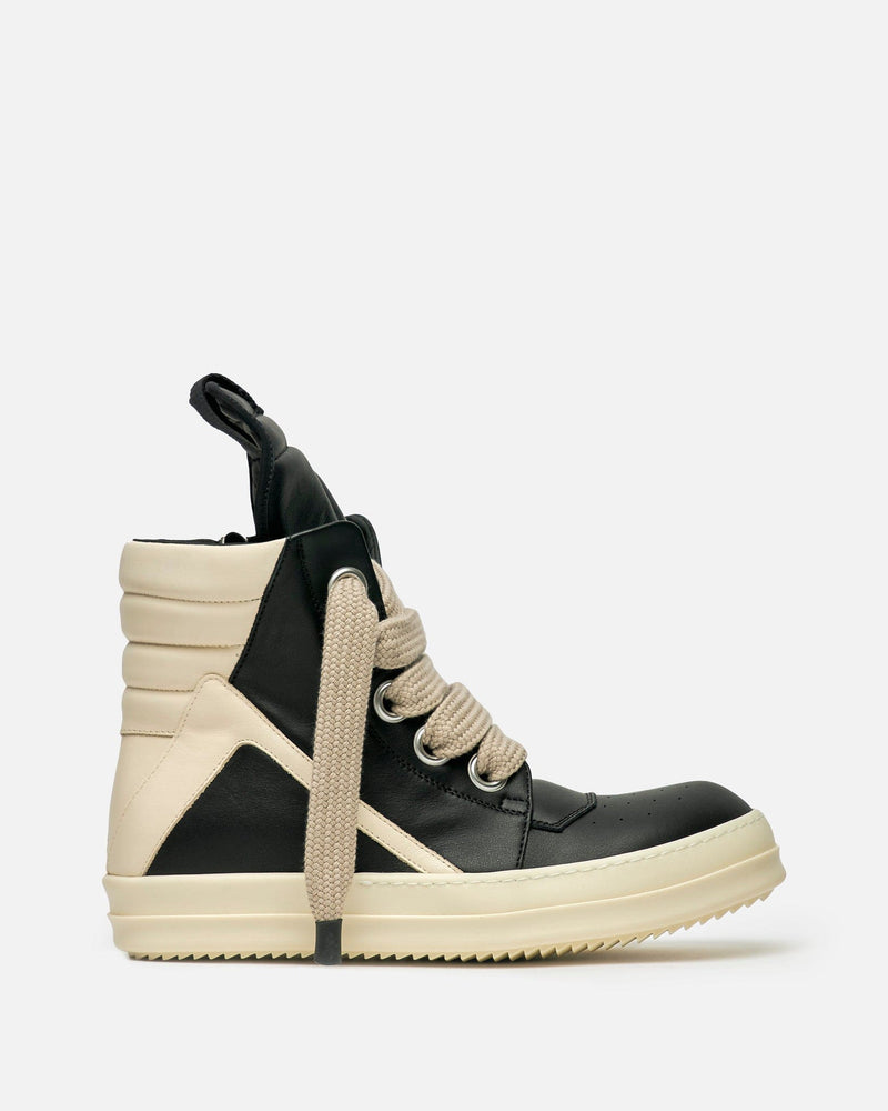 Rick Owens Men's Sneakers Jumbo Lace Geobasket in Black/Pearl/Milk