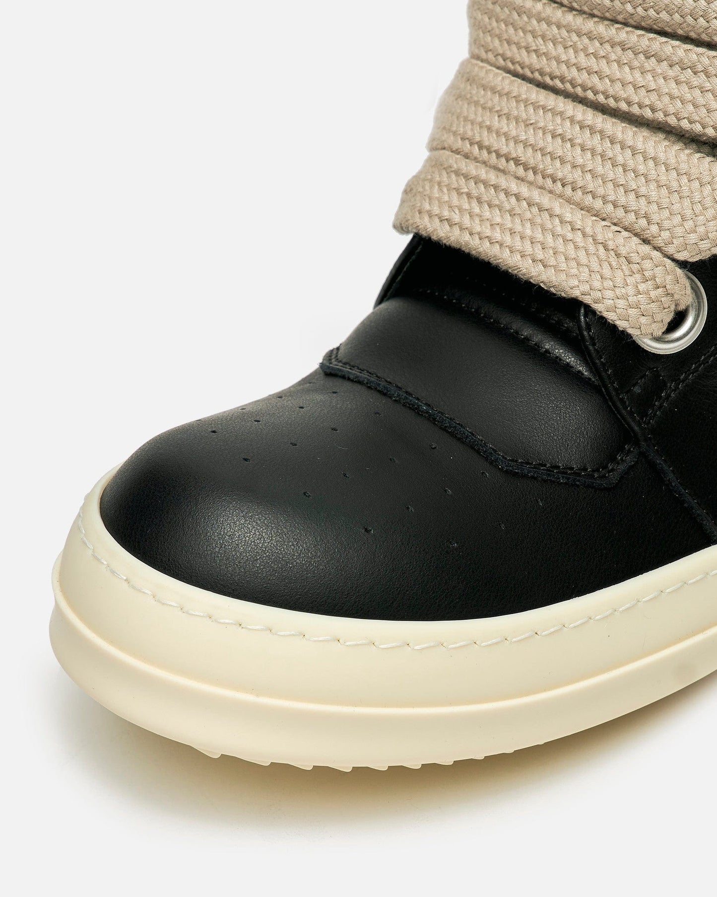 Rick Owens Men's Sneakers Jumbo Lace Geobasket in Black/Pearl/Milk