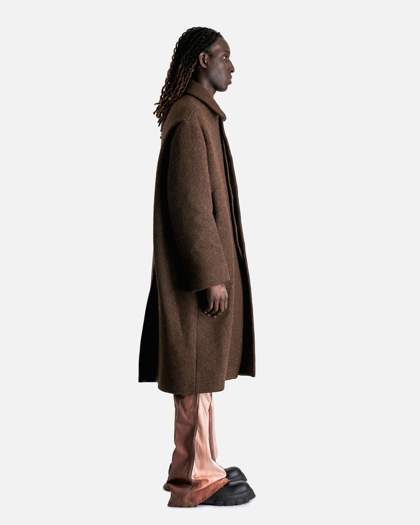 Rick Owens Men's Coat Jumbo Mac Coat in Tobacco