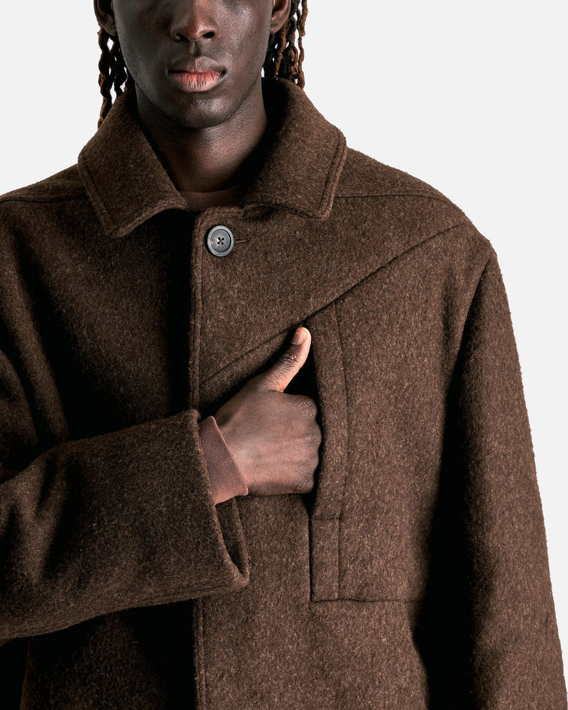 Rick Owens Men's Coat Jumbo Mac Coat in Tobacco